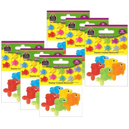 TEACHER CREATED RESOURCES Colorful Fish Mini Accents, 36 Pieces, PK6 TCR3551